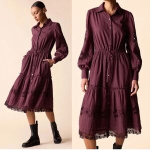 St. Roche Darcy Embroidered Shirt Dress NWT